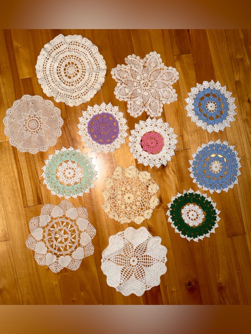 Vintage Crochet Doilies Lot of 12 Handmade Lace Floral Cottagecore Granny Chic